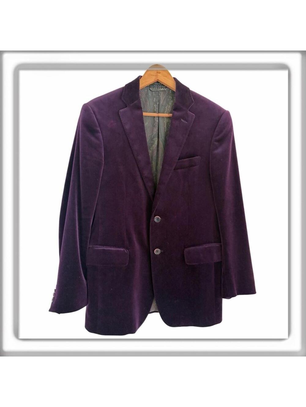 ETRO Women’s Velvet Blazer Jacket Single Breast Silk Lined Wine Size 48 US 12